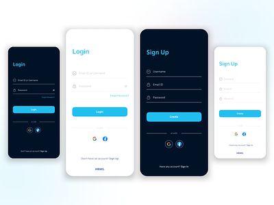 Login & Sign up light and dark theme UI