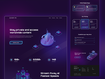 Landing Page for VPN Service cyber theme cyberpunk dark theme darktheme landing page landingpage ui ux