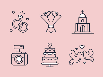Wedding icons set branding design icon illustration vector