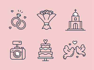 Wedding icons set