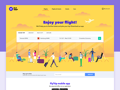 Fly Trip airplane tickets landing page online ticket booking