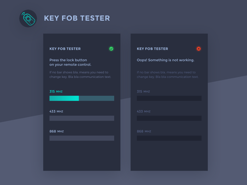 Key Fob Tester APP by Mi on Dribbble
