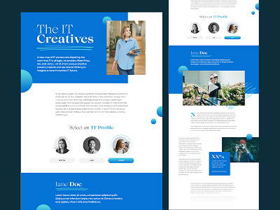 The IT Creatives: Custom Content Website (Concept) article blue bold circle content design custom design gradient photoshop profile profiles serif font shapes ui ux vector video web web design website