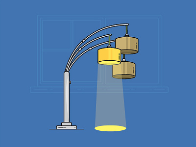 Line Art Exercise #2 - Lamp flat illustration lamp light line art retro vector window