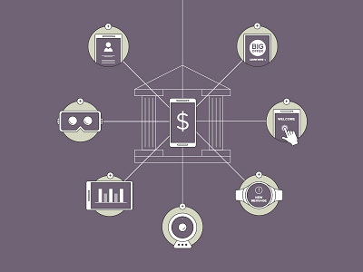 Banking Graphic banking icons infographic line art mauve mobile money vector web