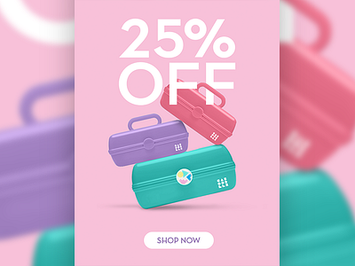 Dynamic Product Design (Caboodles) button email blast mask pastel color photoshop pink renders retail sale ui