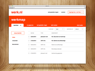 Werk.nl redesign - Werkmap clean dutch flat redesign wood