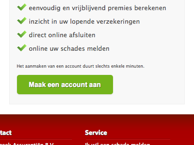 Create account button check footer