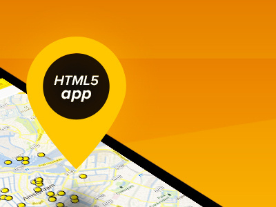 Portfolio > HTML 5 app app gradient html5 iphone map pin texture yellow