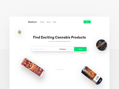 Blazescout — Home cannabis discovery homepage images landing landing page search startup website