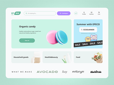 EPECO Homepage app branding design eco ecology green health landing market shop ui ux