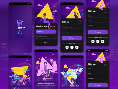 LAZY app sign up/in