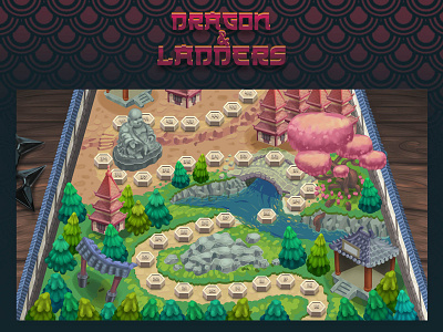"Dragon & ladder"Background design fantasy game graphic design illustration ui