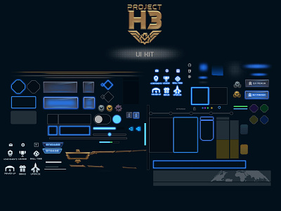 "Project H3" UI Elements airbase aviation design game graphic design illustration pilots ui