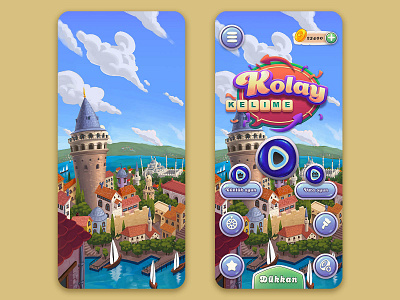 "Kolay kelime" Main menu background & UI culture design fantasy game graphic design illustration turkey ui