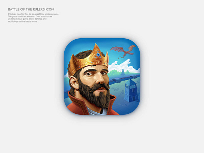 "Battle of the rulers" game icon app app icon design dragon game game icon graphic design illustration king ui