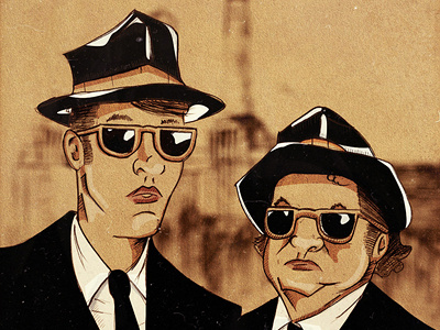 The Blues Brothers adventure and black blues brothers glasses mikibo sketch the white