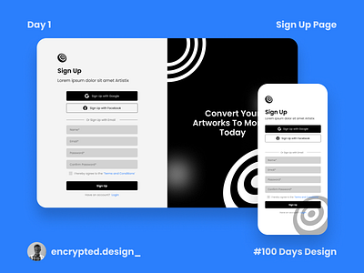 Sign Up Page - #Day 001 challlenge dailyui design figma graphic design inspiration mobile mobile design mobile mockup mockup product design responsive design sign up ui uiux user interface ux web design website website design