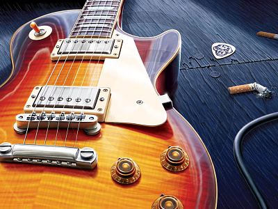 Gibson Les Paul art digital electric guitar illustration music rock sheen sunburst varnish