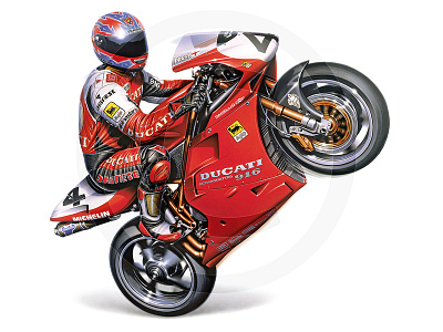Carl Fogarty Ducati 916 art bikes biking carl fogarty digital ducati foggy illustration motorcycles racing red