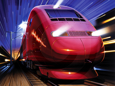 Thalys art digital electric europe fast illustration lights night railways speed thalys train