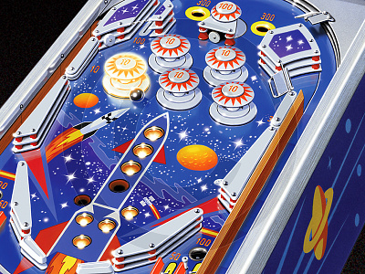 Pinball arcade art classic funfair game illustration lights noise pinball retro tilt