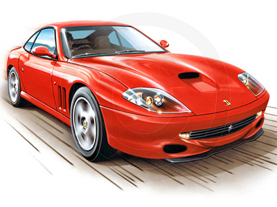 Ferrari 550 art auto automotive cars classic digital ferrari iconic illustration retro vintage