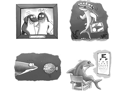 Sharks art cartoon character digital fun humor humour illustration oceans sea life sharks wildlife