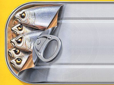 Sardines art cartoon digital fish food humour illustration oceans packaging sardines seafood tin