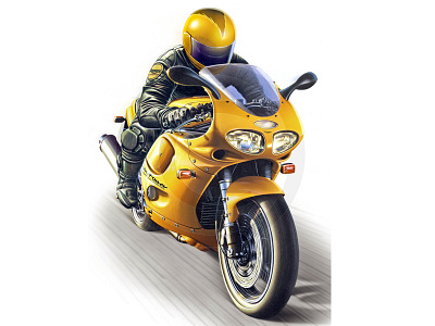 Triumph T595 Daytona art bikes biking daytona digital illustration leathers motorbikes motorcycles t595 triumph yellow