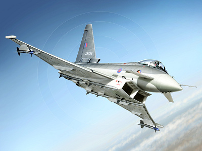 Typhoon Eurofighter aircraft art digital fighter flight flying illustration jet military planes speed war