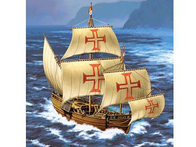 Columbus art columbus digital discovery history illustration oceans sails santa maria ship shipping weather