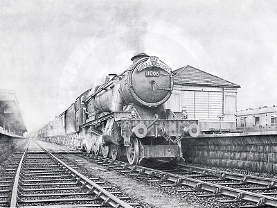 Plymouth Steam 1960s art cornwall graphite gwr illustration pencil railways retro steam trains vintage