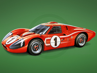 Ford GT40 art auto automotive cars digital ford gt40 illustration racing red sports