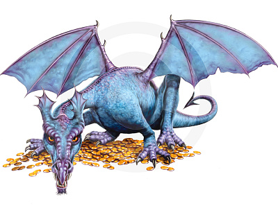 Dragon Artwork 1 art beasts blue claws digital dragons fantasy gold illustration monsters wings