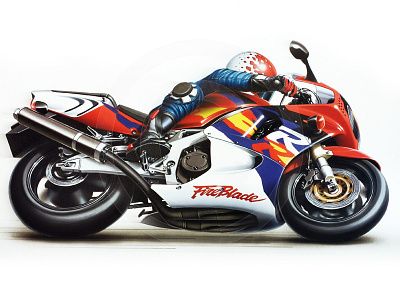 Honda Fireblade airbrush art bike biking curve fireblade honda illustration leaning motorbike motorcycle