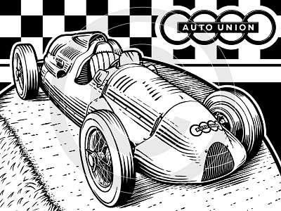 Auto Union art auto auto union automotive car classic digital grand prix illustration racing car retro vintage
