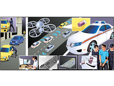 Crime Scene arrest art car crime crime diagram digital editorial illustration magazine police