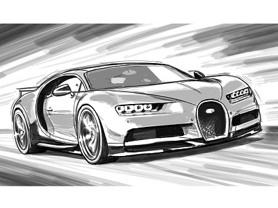 Bugatti Chiron automotive bugatti cars chiron drawing illustration photoshop sketch supercars visual