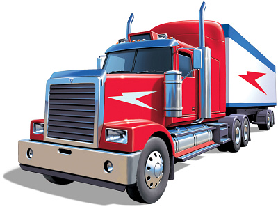 Long Distance Hauler articulated automotive illustration lorries lorry roads trailer truck trucking vehicles wheels
