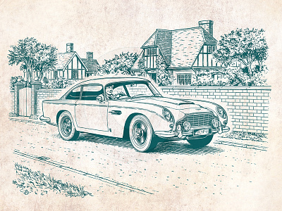Aston Martin DB5 aston martin automotive classic cars db5 illustration poster retro vintage