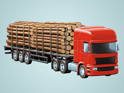 Timber Hauler illustration lorry spot art timber trailer transport truck trucking wood
