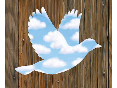 Dove bird clouds cutout dove flying illustration magritte nails sky surreal surrealism wood