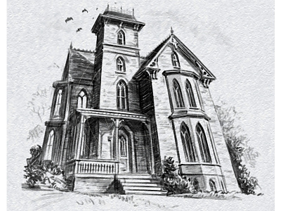 Creepy House 1 creepy ghostly haunted haunted house horror illustration night perspective scary spooky