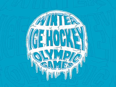 Winter Olympic Lettering: Ice Hockey badge circle logo font graphic design hand drawn logo hockey logo ice logo lettering olympics typography vector weekly warm up winter logo