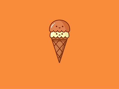 Ice Cream flat flatdesign icecream illustration illustrator orange vector