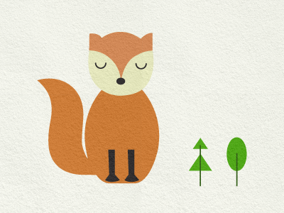 Fox animal flat forest fox green illustration orange simple vector