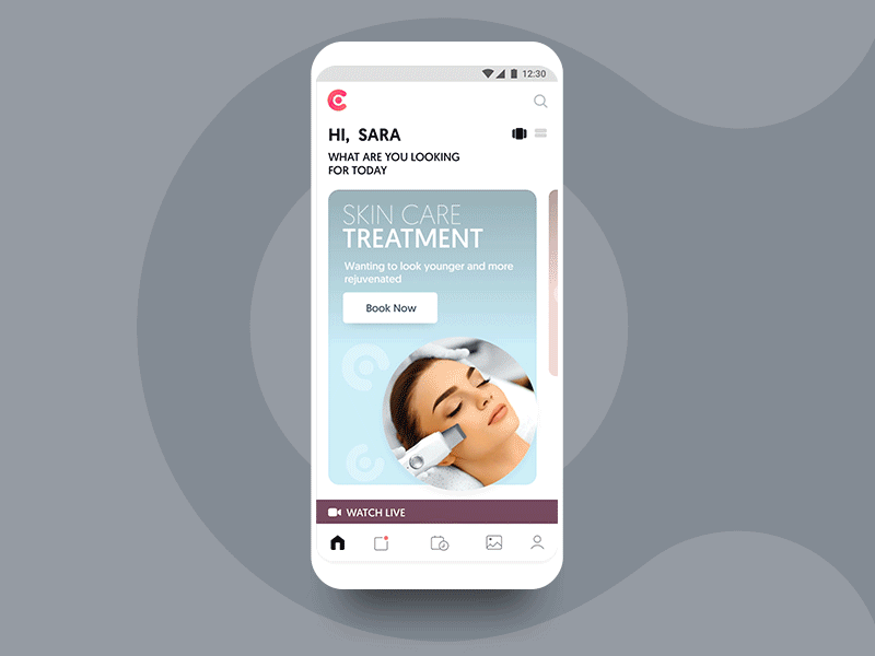 Cosmetic Clinic App animation app ui card concept design live ui