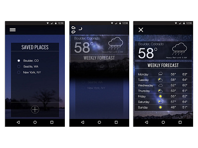 Weather App Screens