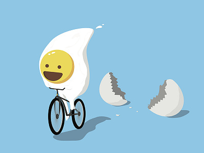 The Escape 2d bike breakfast egg flat happy illustration illustrator ride simple vector yolk